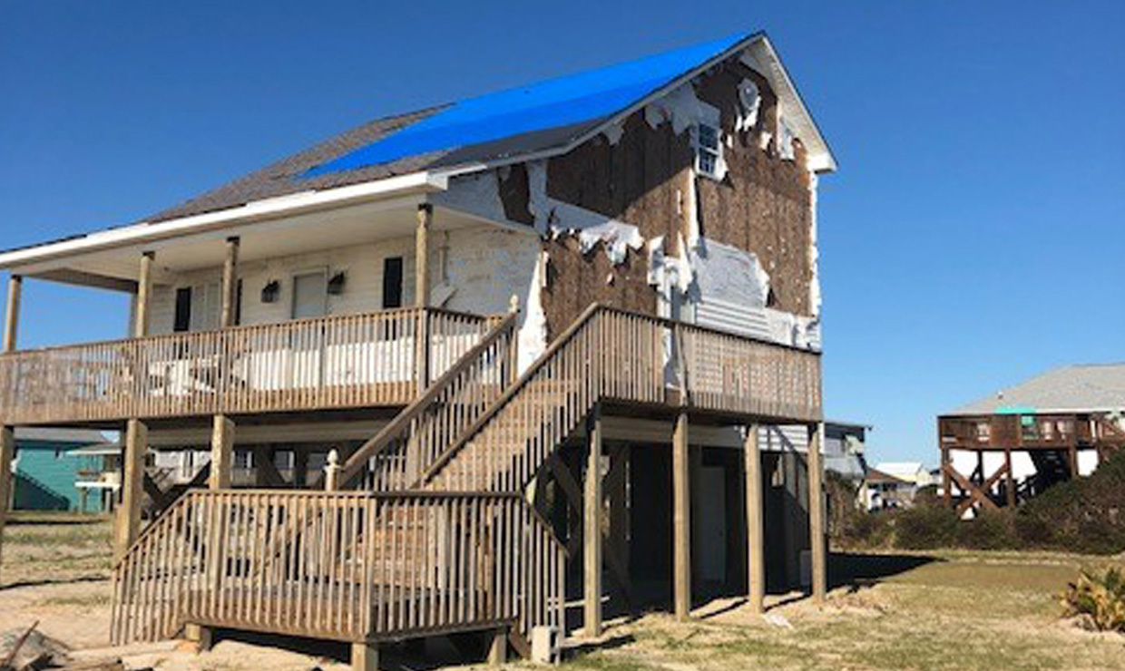 Storm damaged roof.